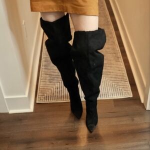 Good American The Weekend Black Suede Over The Knee Boot Size 9